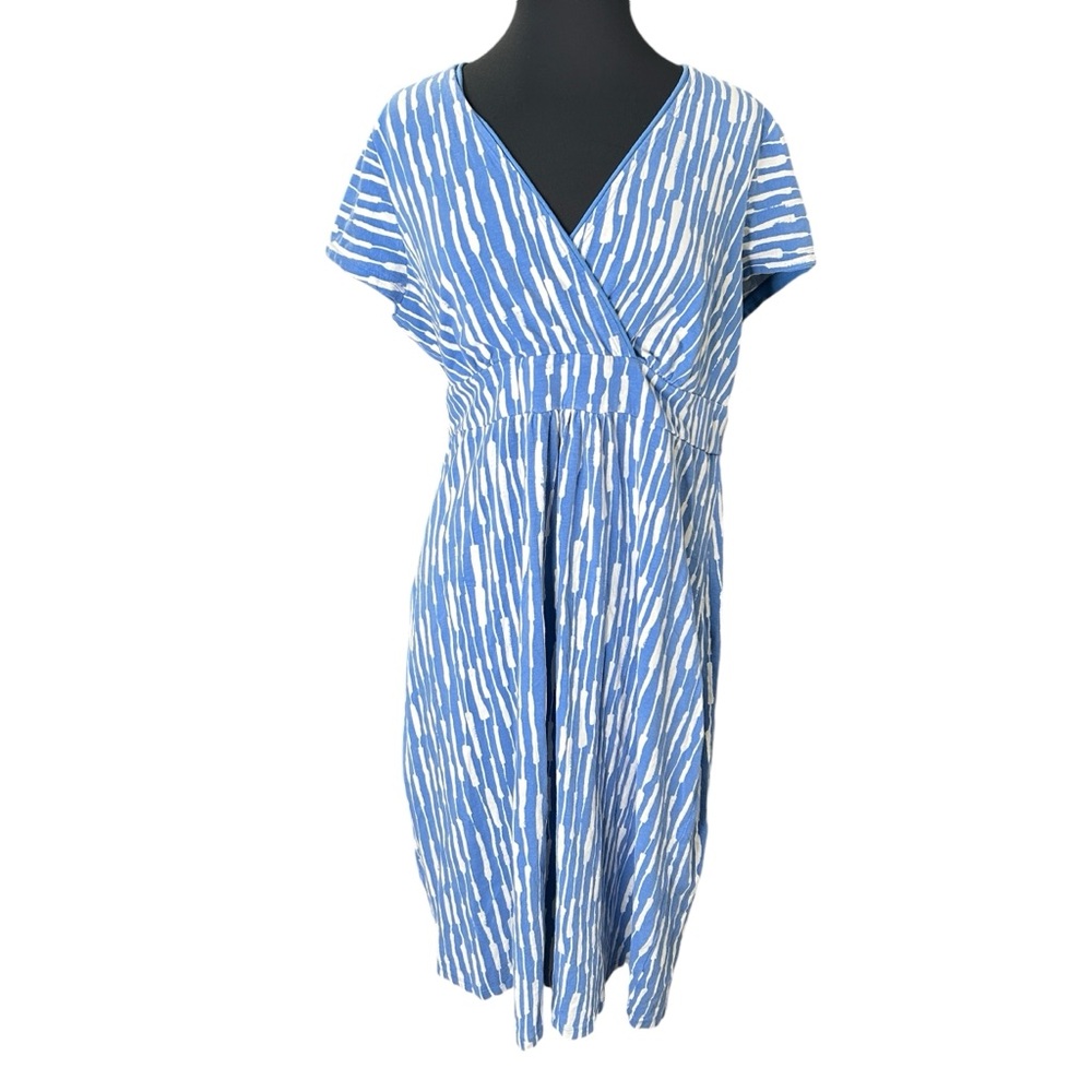 BODEN Layla blue and white striped stretch slub jersey casual dress Size 14Lโ